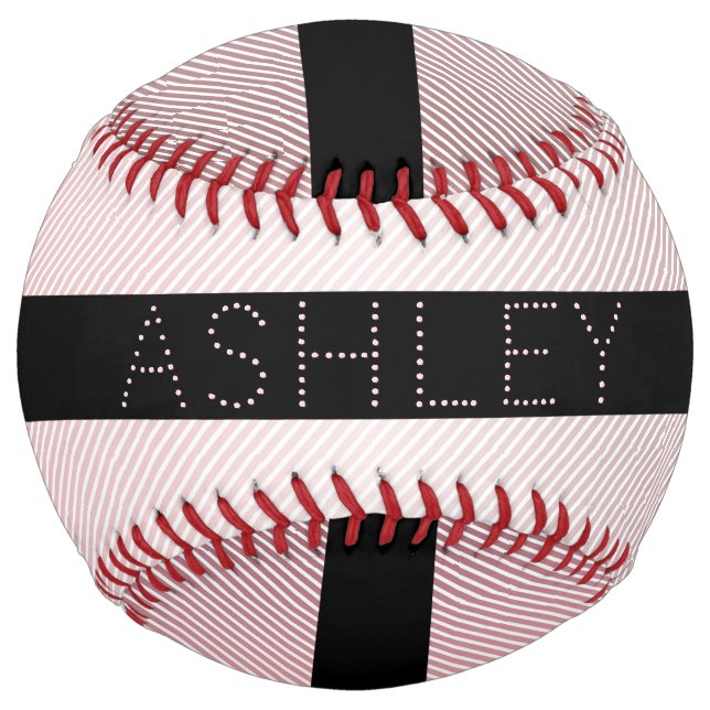 Your Name | Thin White & Sublte Rose Ombre Stripes Softball (Front)