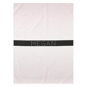 Your Name Thin White & Sublte Rose Ombre Stripes Tablecloth