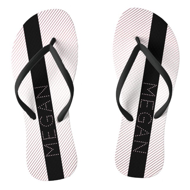 Your Name | Thin White & Sublte Rose Ombre Stripes Thongs (Footbed)