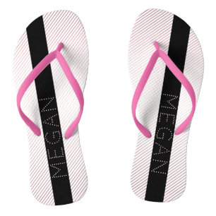 Your Name   Thin White & Sublte Rose Ombre Stripes Thongs