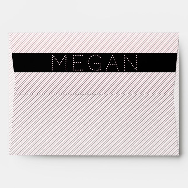 Your Name | Thin White & Subtle Rose Ombre Stripes Envelope (Back (Top Flap))