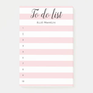 Your Name To-Do List Blush Pink Striped Post-it Notes