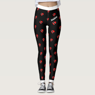 (Your Name) Trinidad Flag Hearts on (Your Colour) Leggings