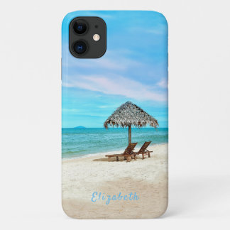 Your Name Tropical Sand Beach Scene iPhone 11 Case