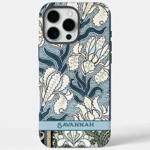 Your Name Vintage Iris Pattern iPhone 16 Pro Max Case