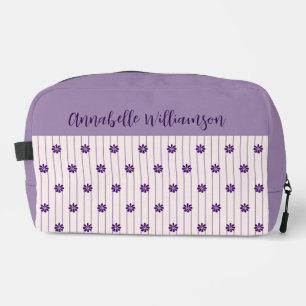 Your Name Violet & Blush Stripes Purple Blooms Dopp Kit