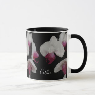 Your Name Watercolor Orchids Mug