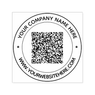 Your Name Website and QR Code Round Stamp Template