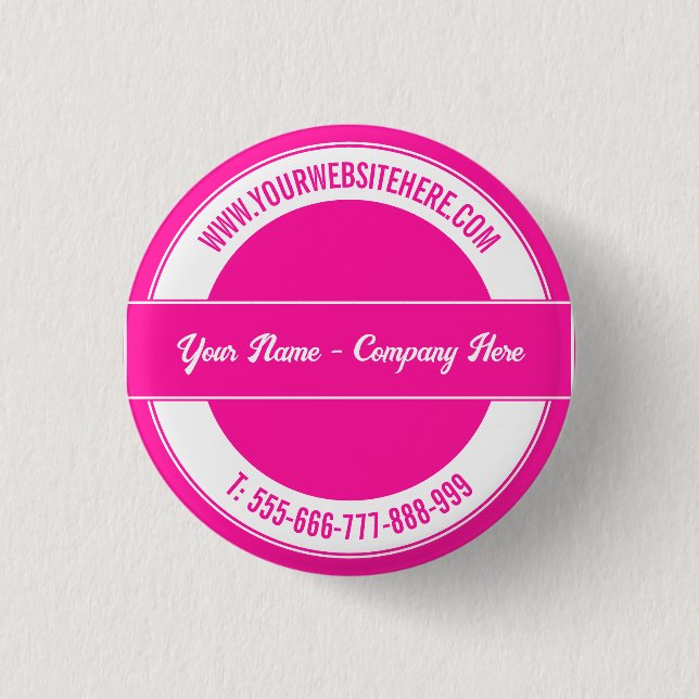 Your Name Website Phone Colours Button Promotional (Front)