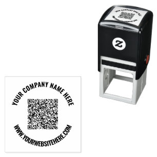 Your Name Website QR Code Round Stamp Template