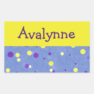 Your Name with Yellow and Purple Dots Rectangular Sticker