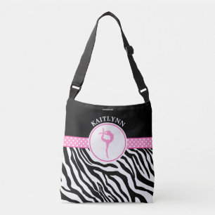 Your Name Zebra Print Gymnastics in Pink Crossbody Bag