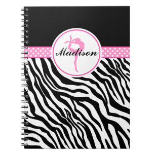 Your Name Zebra Print Gymnastics with Pink Details Notebook