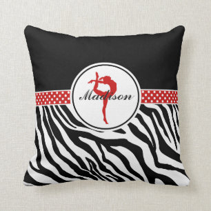 Your Name Zebra Print Gymnastics with Red Details Cushion