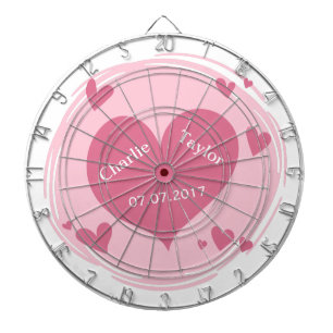 Your Names & Date in a Heart custom dart board