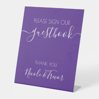 Your Names: Simple Purple Sign Our Guestbook