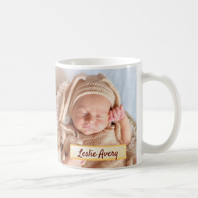 Your New Baby Boy Photos Personalised Custom Text Coffee Mug (Right)