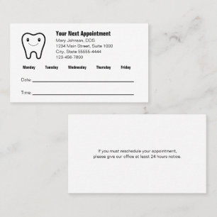Your Next Appointment Dentist's Office Reminder Card