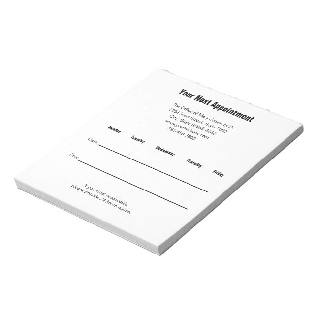 Your Next Appointment Doctor's Office Reminder Notepad (Rotated)