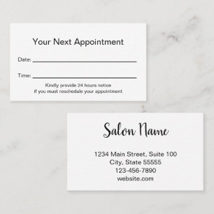 Your Next Appointment Reminder Beauty Salon White Card