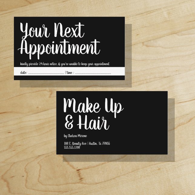 Your Next Appointment - Reminder - Black - Card ("Everyday is abundantly beautiful." 
Sincerely Best Wishes from Lucky Design World)