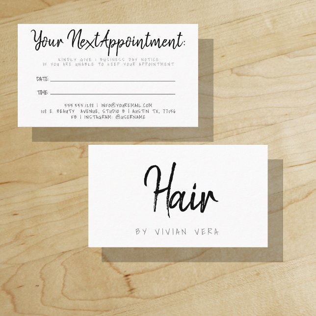 Your Next Appointment Reminder Hair Stylist Card ("Everyday is abundantly beautiful." 
Sincerely Best Wishes from Lucky Design World)