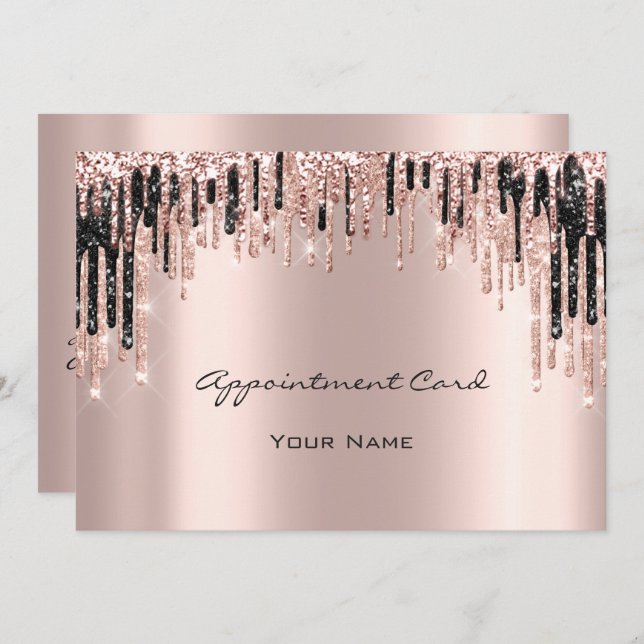 Your Next Appointment Rose Gold Drips Black Lashes Invitation (Front/Back)