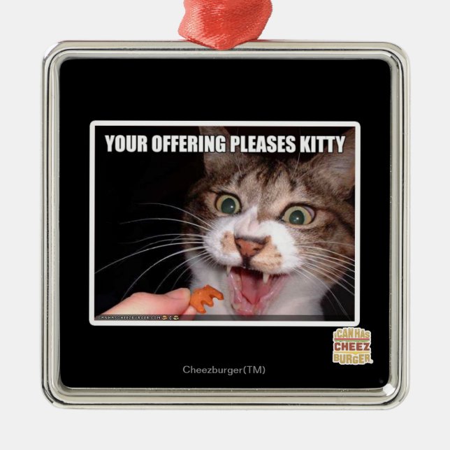 Your Offering Pleases Kitty Metal Tree Decoration (Front)