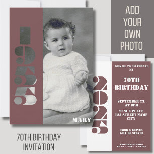 Your old photo year 1955 70th birthday Invitation