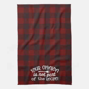 Your Opinion Recipe Red & Black Flannel Tea Towel