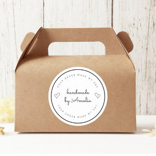 "Your Order Makes My Day   Handmade with Your Name Classic Round Sticker