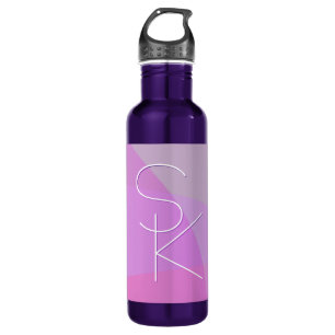 Your Overlapping Initials Modern Pink Geometric 710 Ml Water Bottle