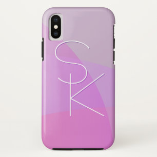 Your Overlapping Initials   Modern Pink Geometric iPhone X Case