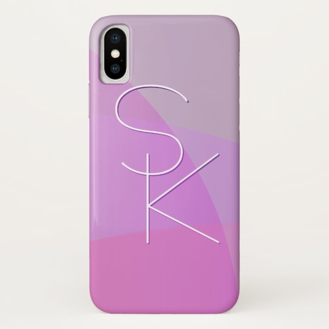 Your Overlapping Initials | Modern Pink Geometric Case-Mate iPhone Case (Back)