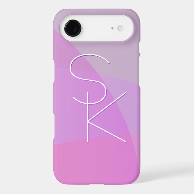Your Overlapping Initials | Modern Pink Geometric Case-Mate iPhone Case (Back)