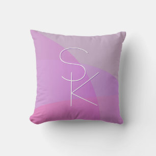 Your Overlapping Initials Modern Pink Geometric Cushion