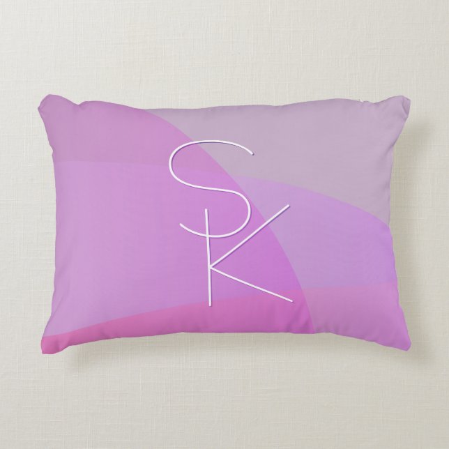 Your Overlapping Initials | Modern Pink Geometric Decorative Cushion (Front)