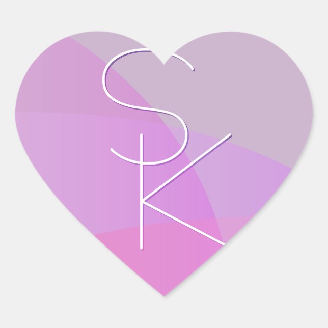 Your Overlapping Initials | Modern Pink Geometric Heart Sticker (Front)