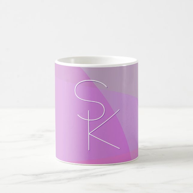 Your Overlapping Initials | Modern Pink Geometric Magic Mug (Center)