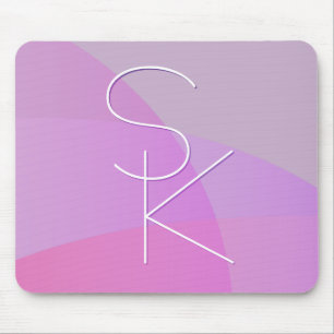 Your Overlapping Initials   Modern Pink Geometric Mouse Pad