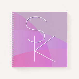 Your Overlapping Initials   Modern Pink Geometric Notebook
