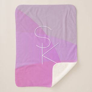 Your Overlapping Initials Modern Pink Geometric Sherpa Blanket