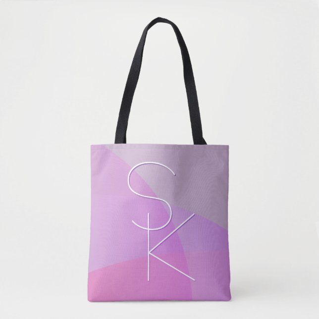Your Overlapping Initials | Modern Pink Geometric Tote Bag (Front)