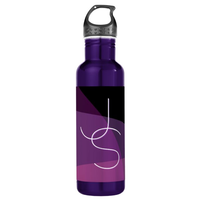 Your Overlapping Initials | Modern Purple & Pink 710 Ml Water Bottle (Front)