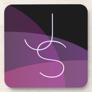 Your Overlapping Initials Modern Purple & Pink Coaster