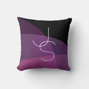 Your Overlapping Initials Modern Purple & Pink Cushion