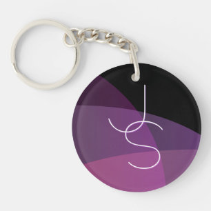 Your Overlapping Initials Modern Purple & Pink Key Ring