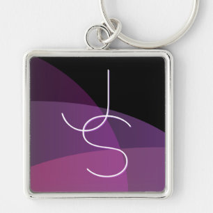 Your Overlapping Initials Modern Purple & Pink Key Ring