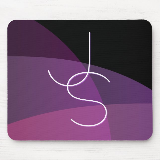 Your Overlapping Initials | Modern Purple & Pink Mouse Pad (Front)