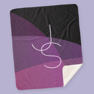 Your Overlapping Initials Modern Purple & Pink Sherpa Blanket